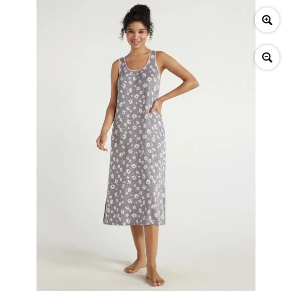 Joyspun Women’s Gray Floral Midi Chemise Size 3X NEW - Picture 3 of 10